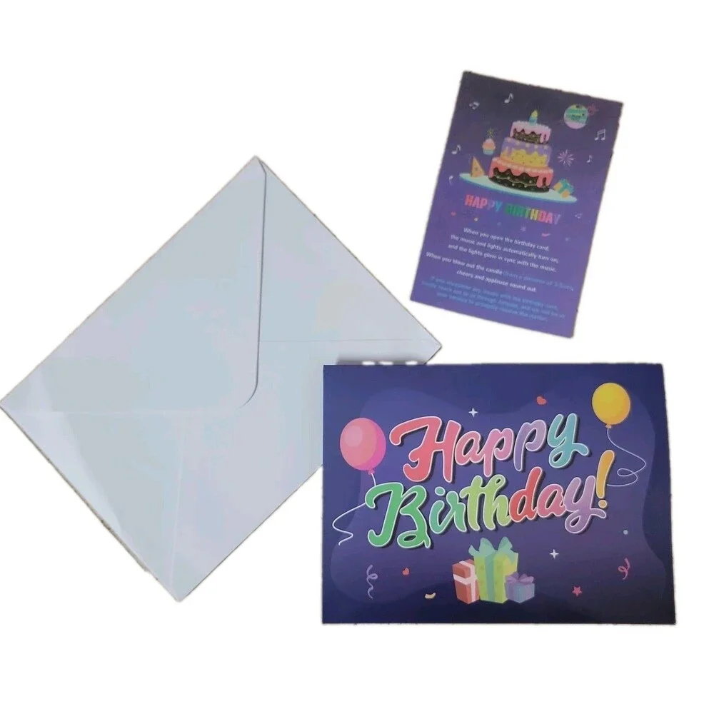 Pop‑Up Musical Birthday Card w/ Blowable Candle & Applause Sound – Lights Up –